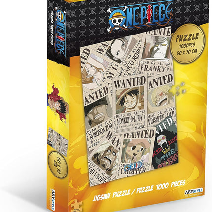 ABYstyle One Piece Anime Wanted Poster Jigsaw Puzzle 1000 Pcs Featuring Luffy, Zoro, Chopper & Sanji Ideal Gift for Anime and Puzzle Enthusiasts Family-Friendly Activity