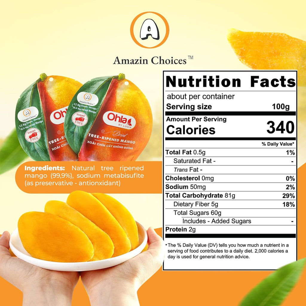 Amazin Choices Dried Tree-Ripened Mangoes, 7.05oz.