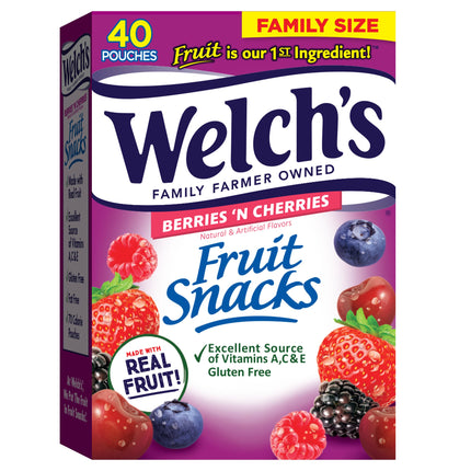 Welch's Fruit Snacks, Mixed Fruit Snack Box, Gluten Free, 0.8oz Snack Packs (Pack of 40)