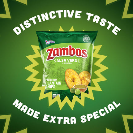 Viral TikTok Zambos Plantain Chips - Chile Limón, Original & Salsa Verde | Premium Central American Snack (5.29 oz)