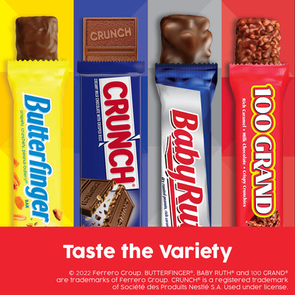 Halloween Candy Variety Pack - Butterfinger, Crunch, Baby Ruth & 100 Grand Full Size Bars (28 Count)
