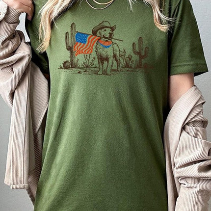 American Cowboy Dog Graphic Plus Tee