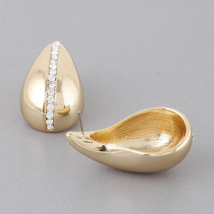Gold & Rhinestone  Teardrop Earrings