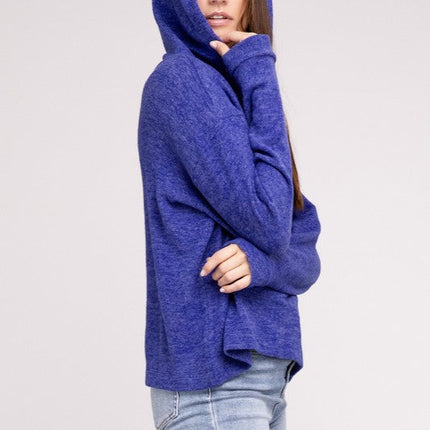 Hooded Brushed Melange Hacci Sweater
