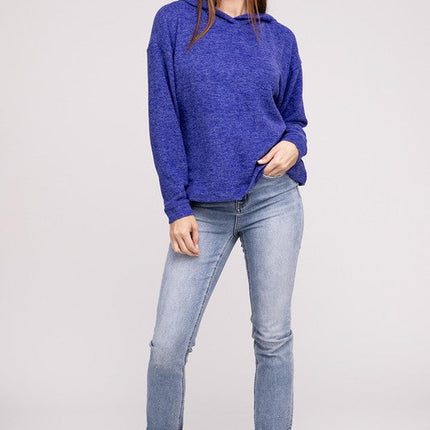 Hooded Brushed Melange Hacci Sweater
