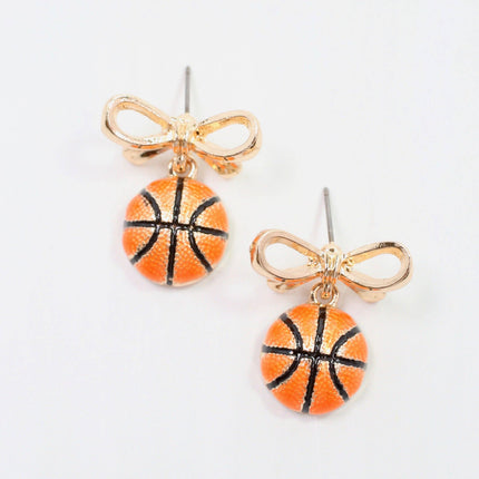Sporty Bow Basketball Earring
