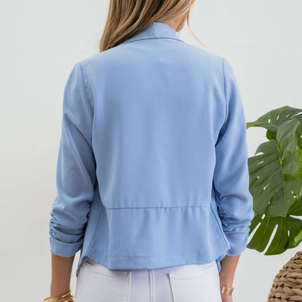 Ruched 3/4 Sleeve Blazer