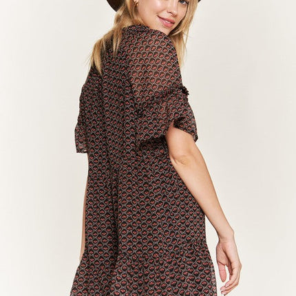 Floral print v-neck mini dress