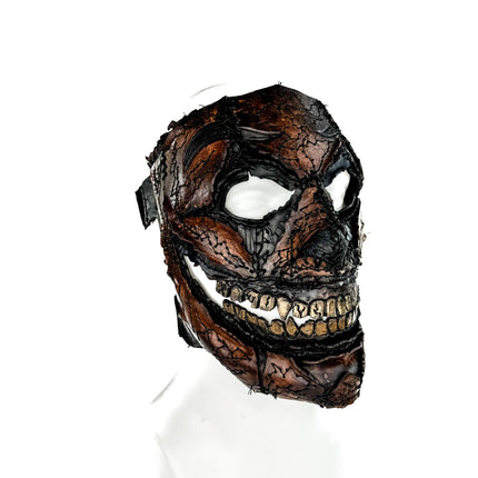 Genuine Leather Mask - GigaMyme Leatherface Edition - Handmade Mime Full Face Cover for Halloween, Performance or Cosplay Costume