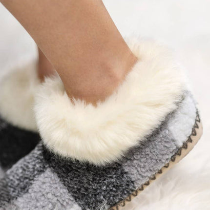 Buffalo Check Fur Slippers