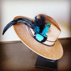 Blue Turquoise and Black Feather