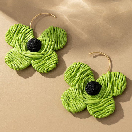 Raffia straw flower earrings