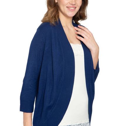 Women's Curved Hem Cardigan - Open Front in Soft Cashmere like Fabric