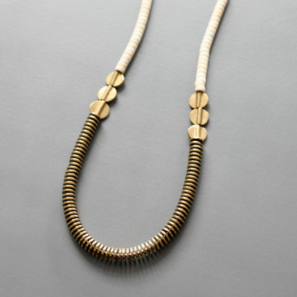Gold/white beaded necklace