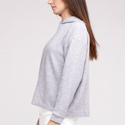 Hooded Brushed Melange Hacci Sweater