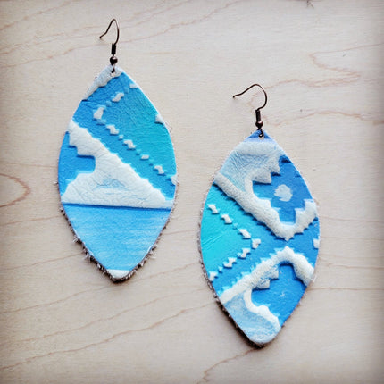 **Leather Oval Earring-Pastel Navajo 224v