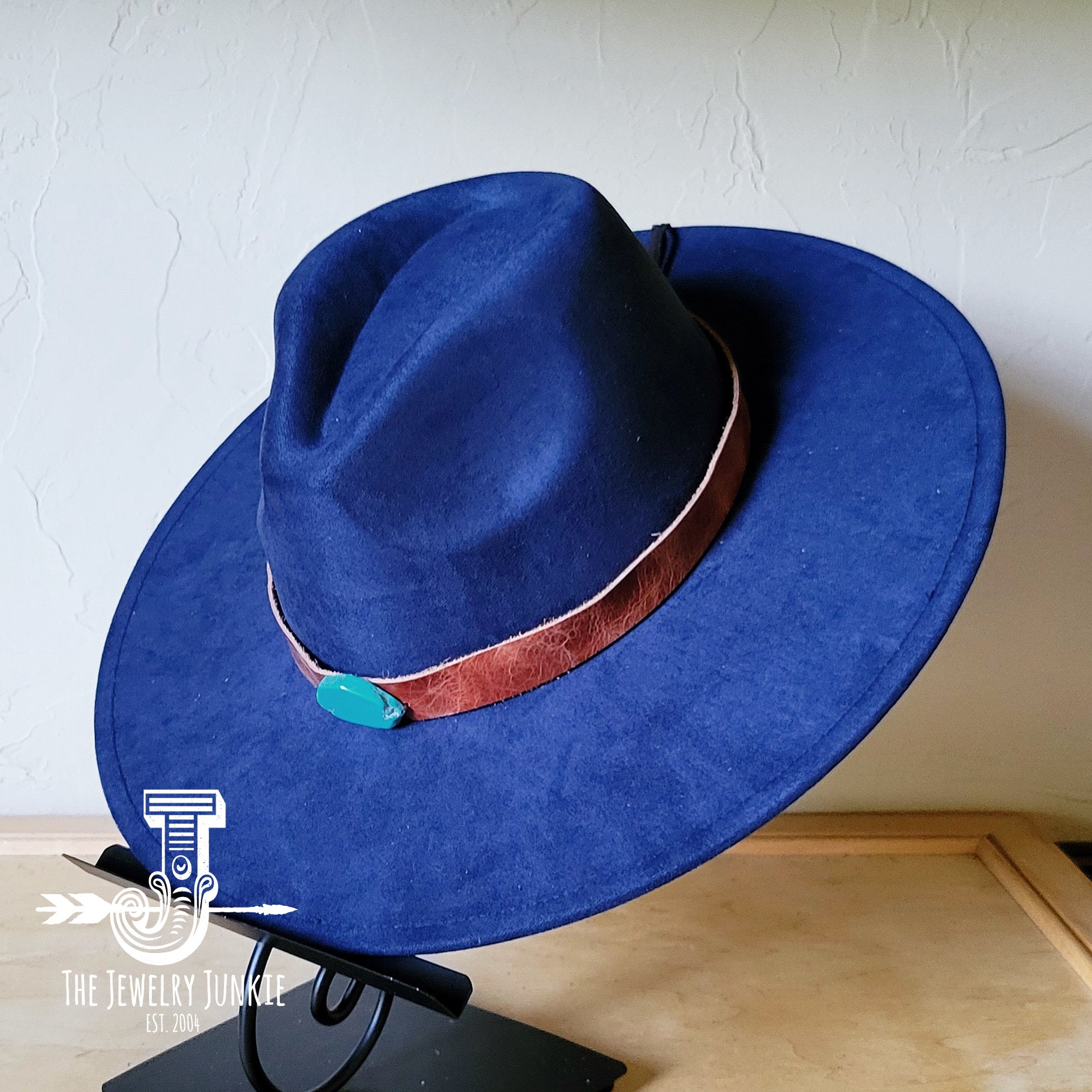Boho Western Felt Hat w/ Choice of Hatband- Navy 990a