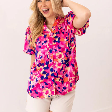 Pink & Purple Leopard Blouse