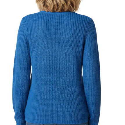Women's Chic Henley Shaker-Knit Sweater for Women - Casual Long-Sleeve in Durable 100% Acrylic with 3-Button Placket