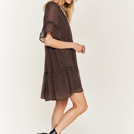 Floral print v-neck mini dress JBJ1054