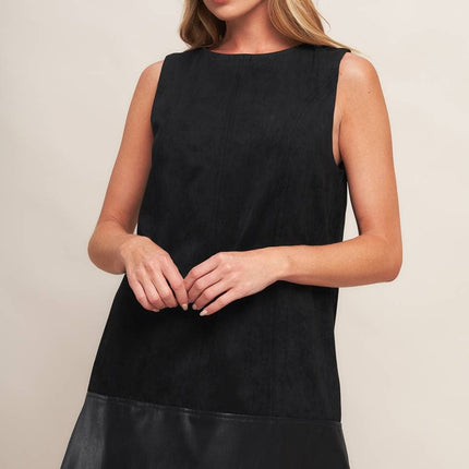 Faux Suede Dress with Faux Leather Band