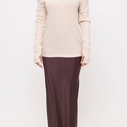 Oatmeal Color Off The Shoulder Sweater