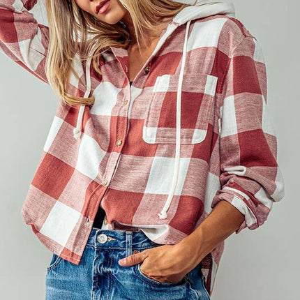 Black & White Hooded Flannel