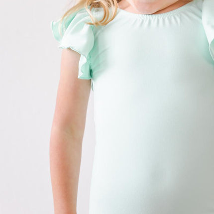 Pastel Green S/S Flutter Sleeve Leotard