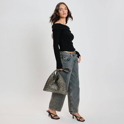 Studded Hobo Bag