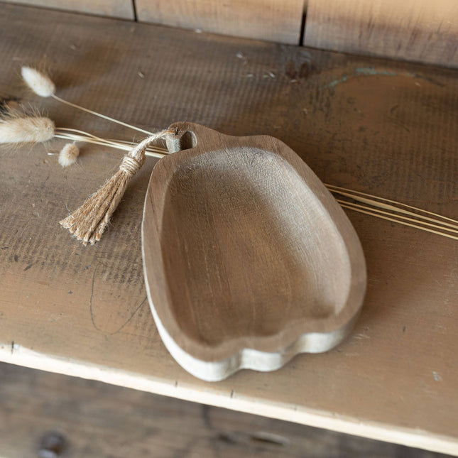 Carved Wood Pumpkin Dish