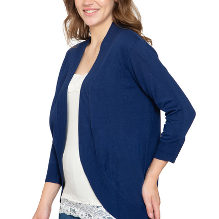 Women's Curved Hem Cardigan - Open Front in Soft Cashmere like Fabric
