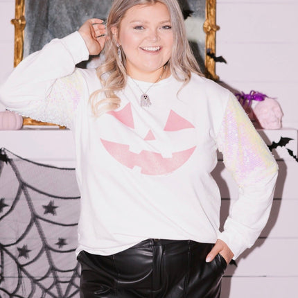 Sequin Jack O Lantern Long Sleeve