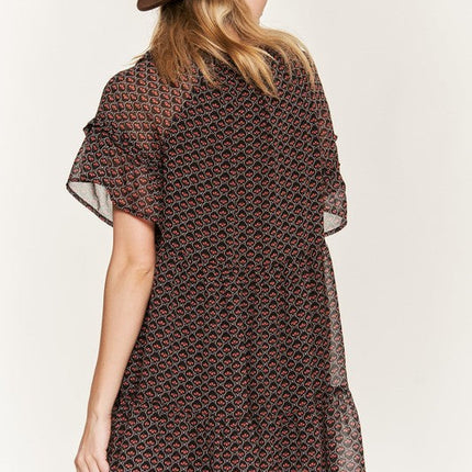 Floral print v-neck mini dress