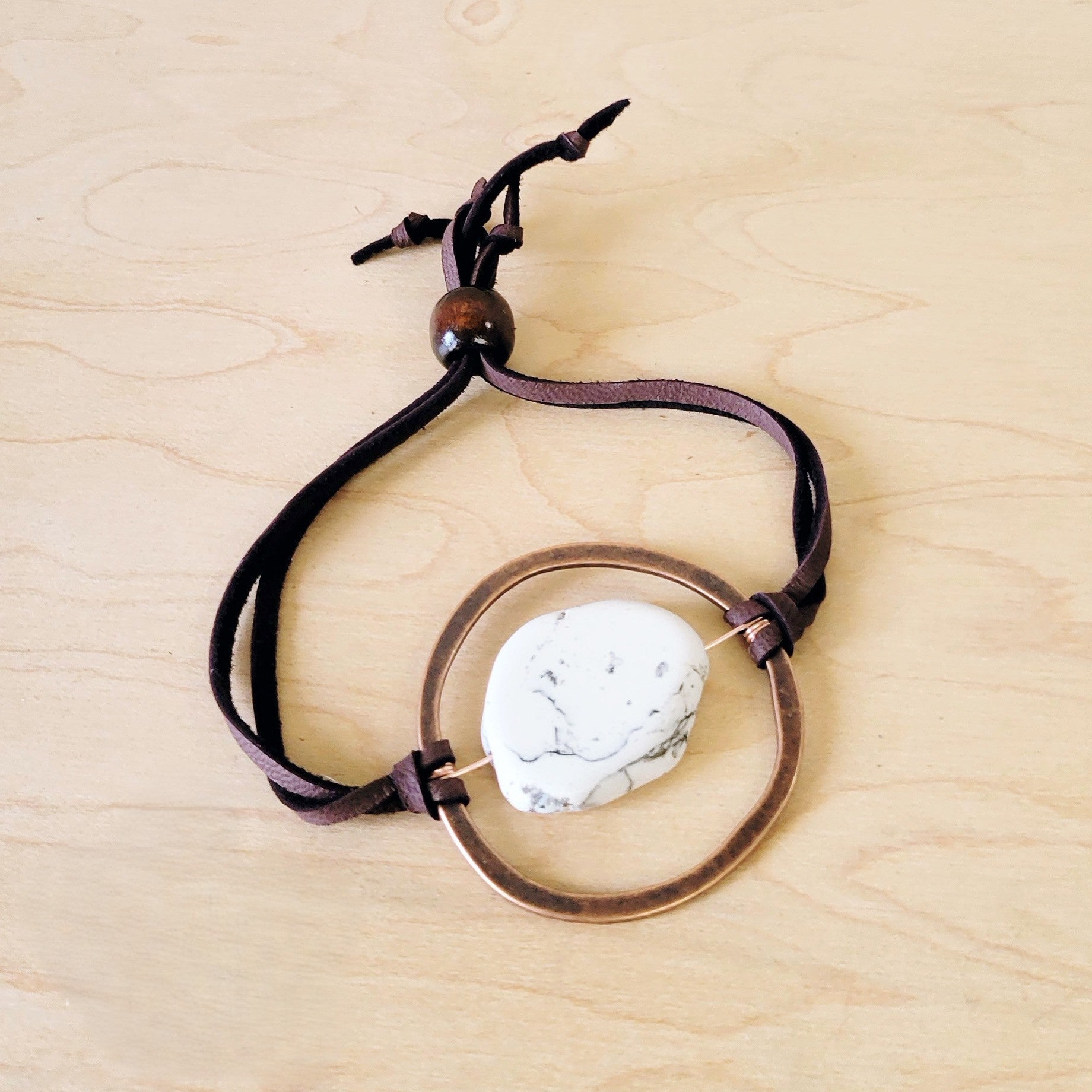 White Turquoise Bracelet w/ Adjustable Ties 010h