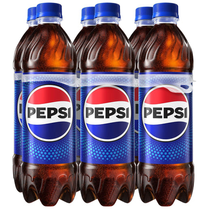 Pepsi Cola Soda Pop, 16.9 Fl Oz Bottles, 6 Pack