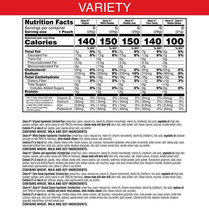Cheez-It Cheese Crackers, Baked Snack Crackers, Lunch Snacks, Variety Pack, 12.1oz Box (12 Packs)