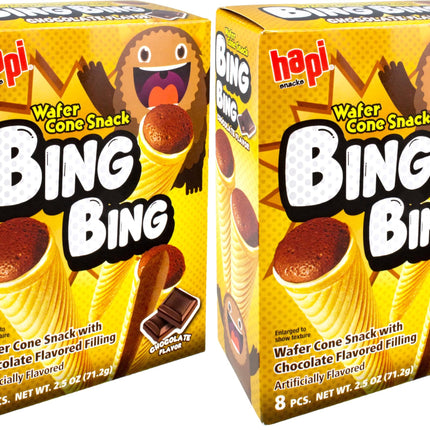 Hapi Bing Bing Cone Snack - Crispy Wafer Cones with Strawberry Cream Filling (2.5 oz)