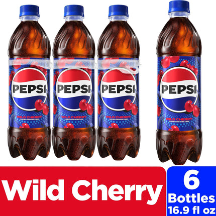 Pepsi Cola Soda Pop, 16.9 Fl Oz Bottles, 6 Pack