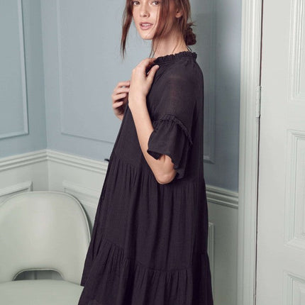 Ruffled neck tiered mini dress JBJ1054A