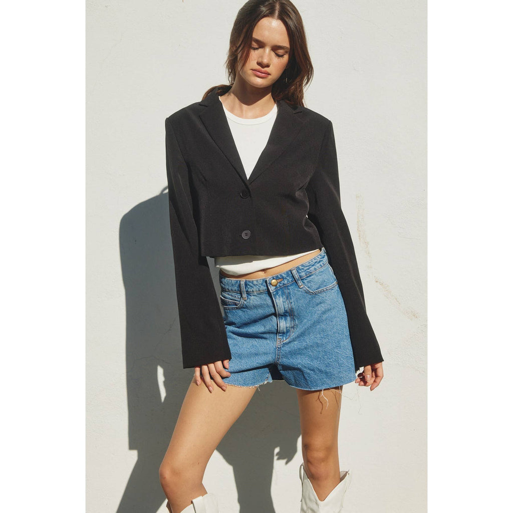Black Cropped Classic Blazer