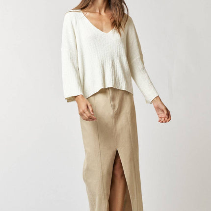 Khaki Skirt w/ Front Slit