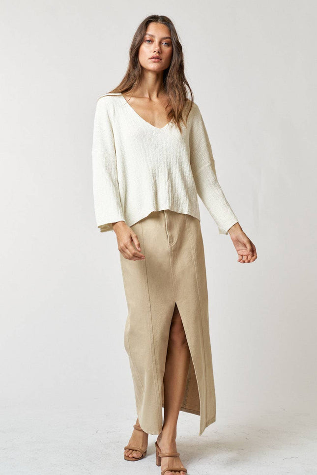 Khaki Skirt w/ Front Slit