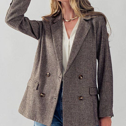 Herringbone Double Breasted Blazer