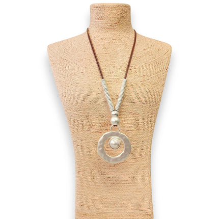 Long Silver Pendant Necklace