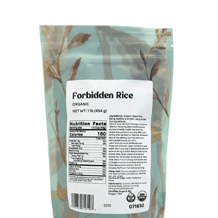 Forbidden Rice, Black, Organic (Black Pearl Rice)