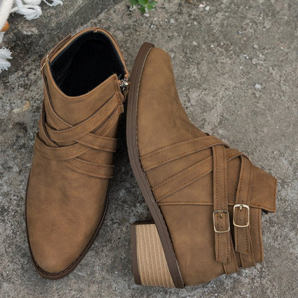 Women’s Retro High-Heel Ankle Boots – Chic Suede Single Boots