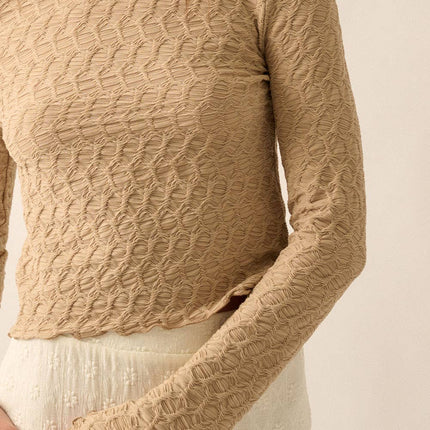 Geometric-Lace Knit Top