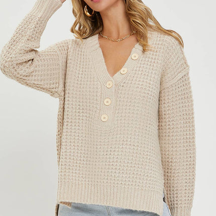 Ivory Waffle Knit Sweater