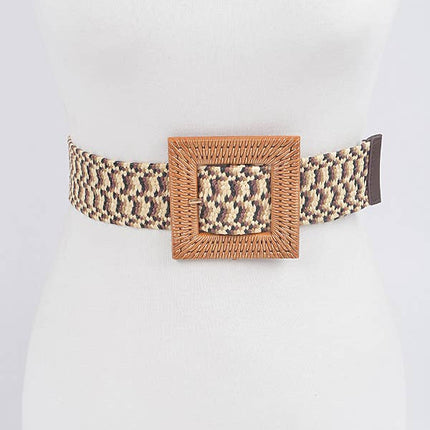 Faux Bamboo Buckle Elastic Belt
