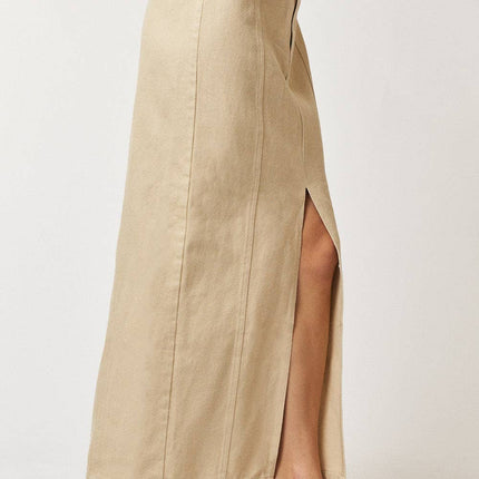 Khaki Skirt w/ Front Slit